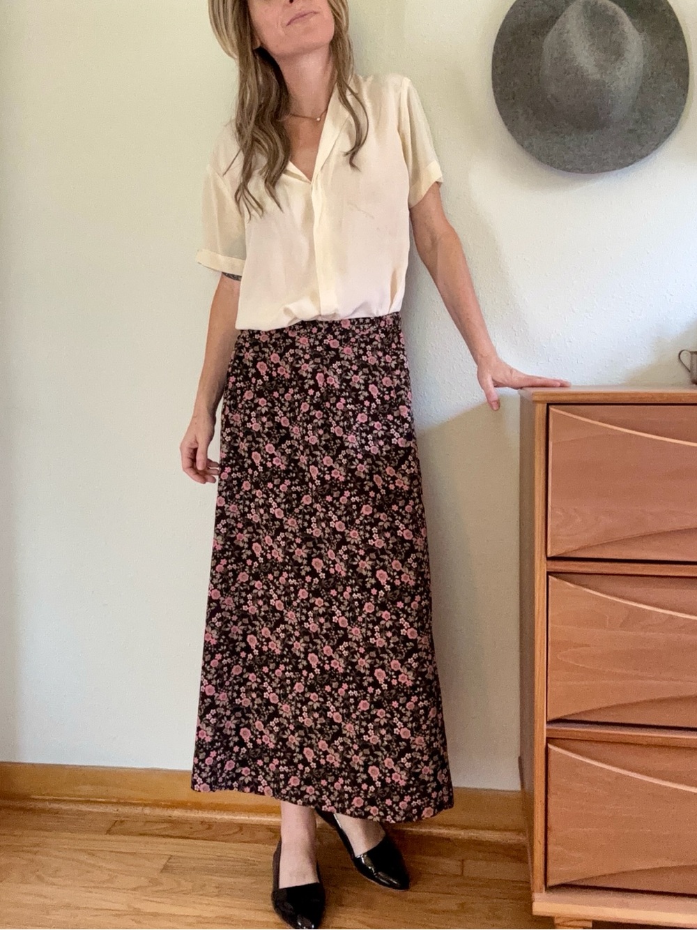 Christopher & Banks Vintage Ditsy Floral Midi Skirt Small 90s Cottage Grunge